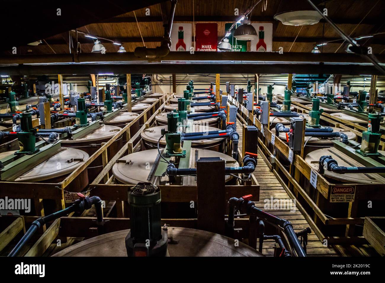 Die Tabasco Fabrik und Essen Tour in Avery Island, Louisiana Stockfoto