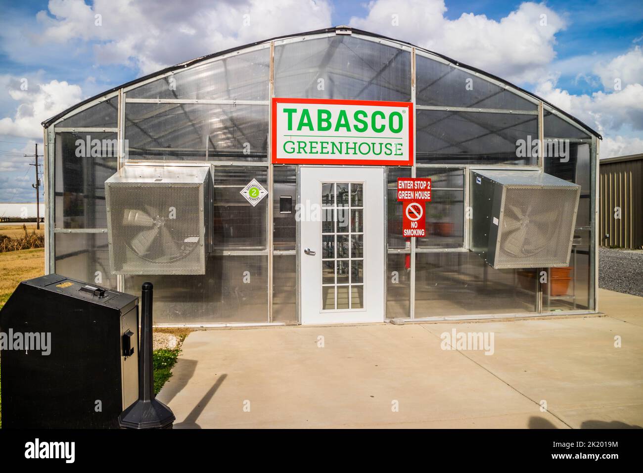 Die Tabasco Fabrik und Essen Tour in Avery Island, Louisiana Stockfoto