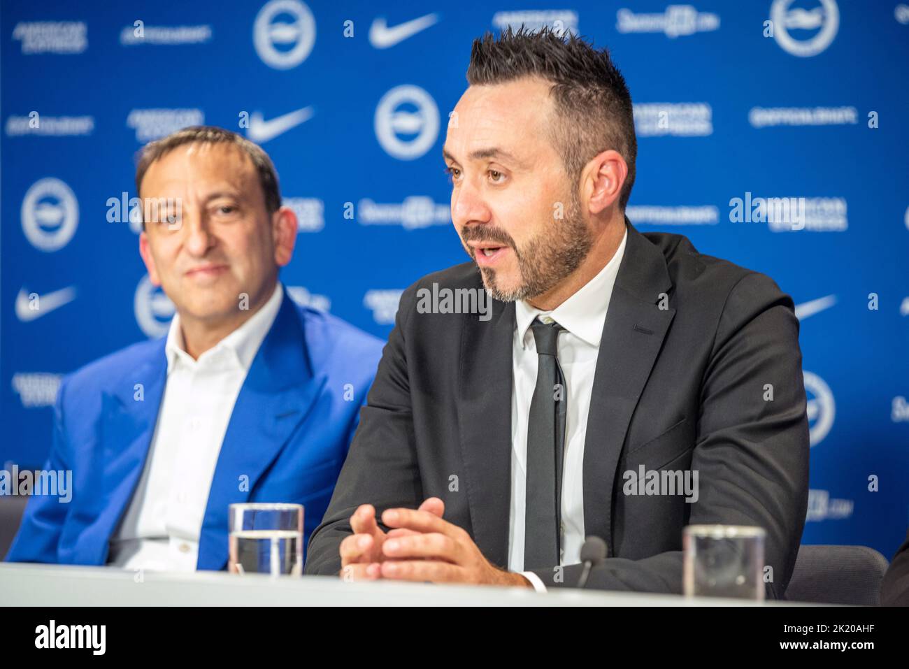Brighton, 20. 2022. September: Roberto de Zerbi, der neue Manager von Brighton und Hove Albion FC, wird heute Nachmittag auf dem Trai des Clubs der Presse vorgestellt Stockfoto