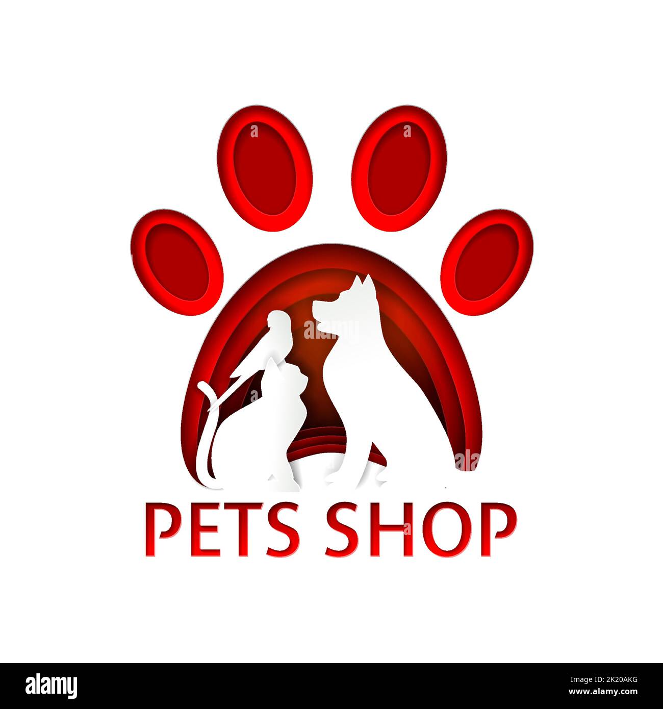 Haustiere Shop Logo Vektor Papier geschnitten Design-Vorlage Stock Vektor