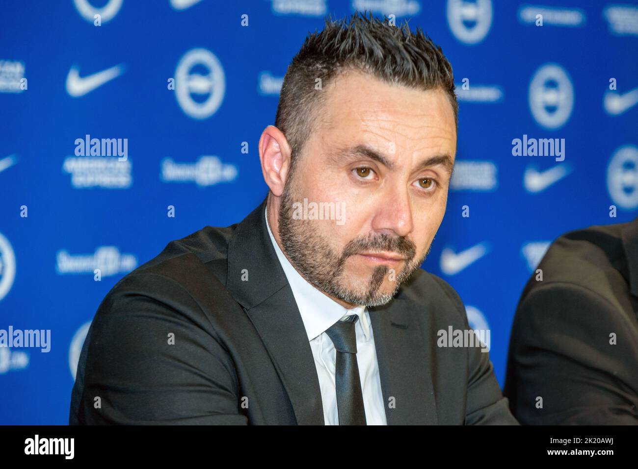 Brighton, 20. 2022. September: Roberto de Zerbi, der neue Manager von Brighton und Hove Albion FC, wird heute Nachmittag auf dem Trai des Clubs der Presse vorgestellt Stockfoto