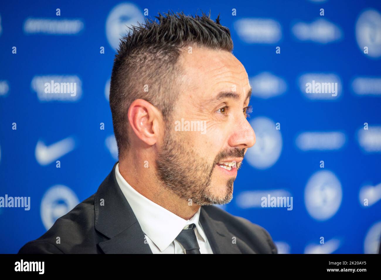 Brighton, 20. 2022. September: Roberto de Zerbi, der neue Manager von Brighton und Hove Albion FC, wird heute Nachmittag auf dem Trai des Clubs der Presse vorgestellt Stockfoto