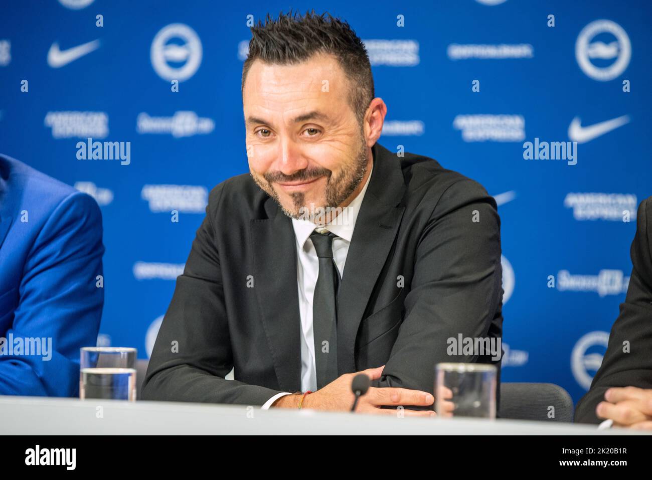 Brighton, 20. 2022. September: Roberto de Zerbi, der neue Manager von Brighton und Hove Albion FC, wird heute Nachmittag auf dem Trai des Clubs der Presse vorgestellt Stockfoto