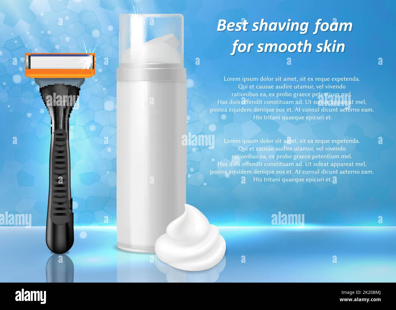 Rasierschaum-Anzeigen Vektor realistische Abbildung Stock Vektor
