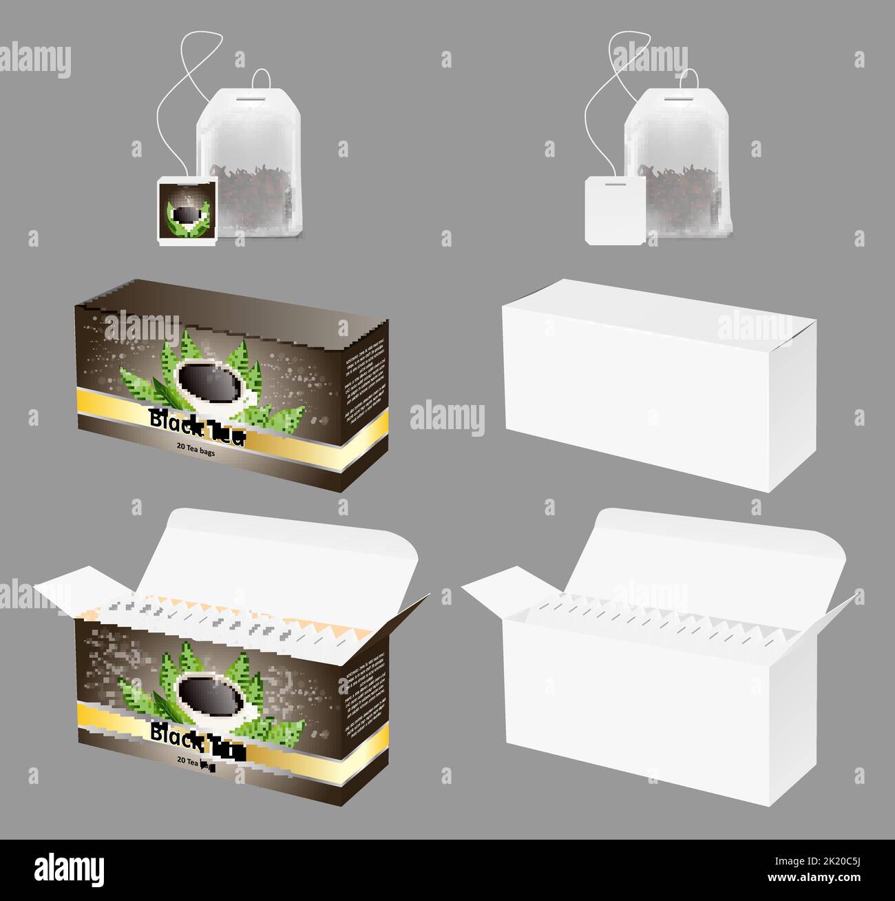 Tee Verpackung Vektor realistische Mock up Set Stock Vektor