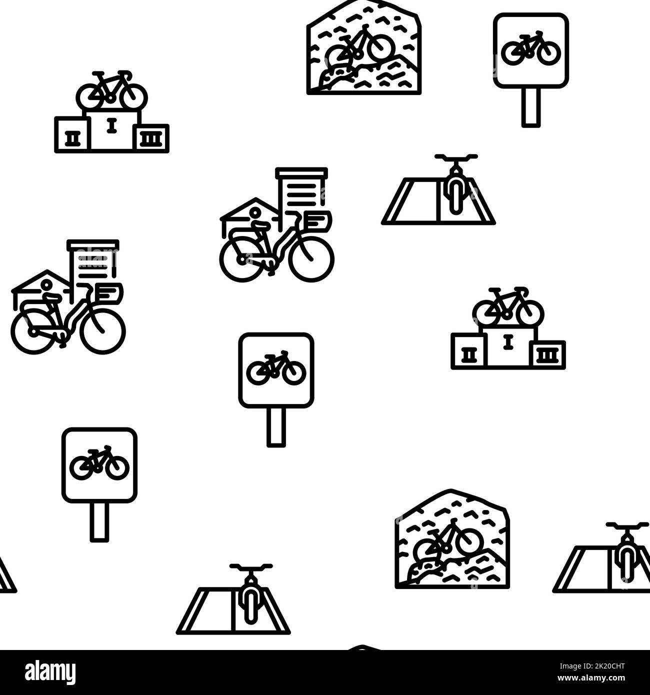 Fahrrad Transport und Zubehör Vektor nahtlose Muster Stock Vektor