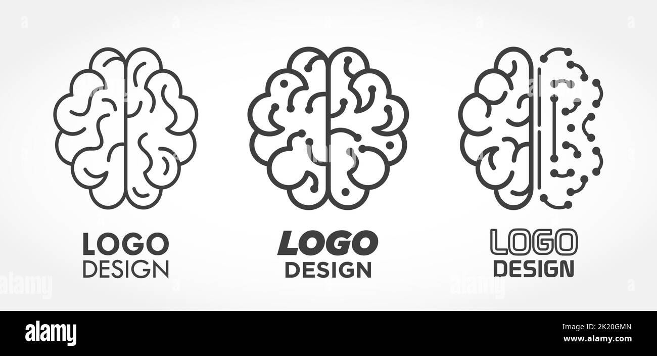 Brain Knowledge Logo Design Set Intelligence Mind Creative Idea Markenvorlage Stock Vektor
