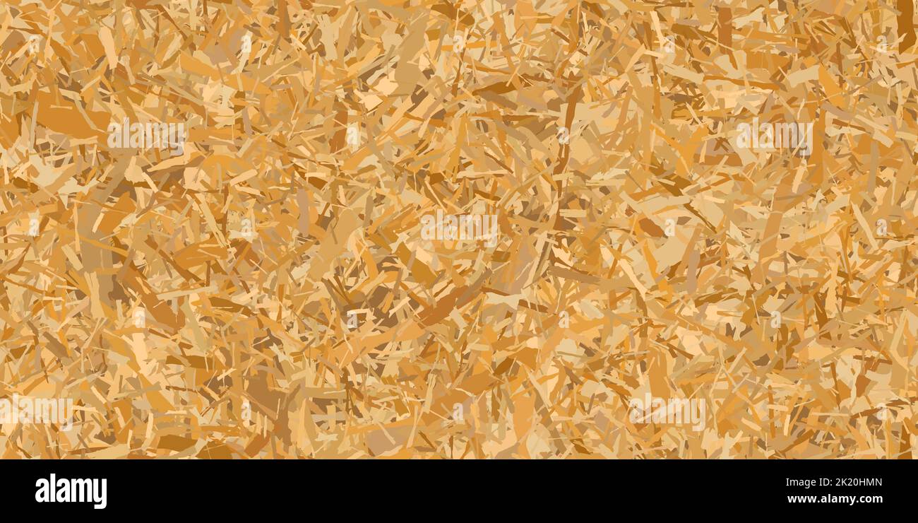 Nahtloses Muster von OSB-Bauplatten aus Holzspänen. Vektorstruktur aus Sperrholz. Orientierter Hintergrund der Spanplatte. Blatt aus Faserplatte mit Fragme Stock Vektor