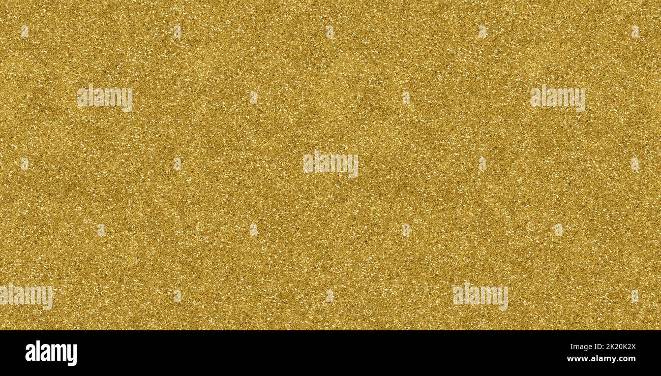 Nahtlose kleine Gold Glitter Hintergrund Textur. Glänzendes goldgelbes Konfetti funkeln mit Wiederholungsmuster. Moderne abstrakte Luxus-Tapeten aus vergoldeter Zeit. Gleit Stockfoto