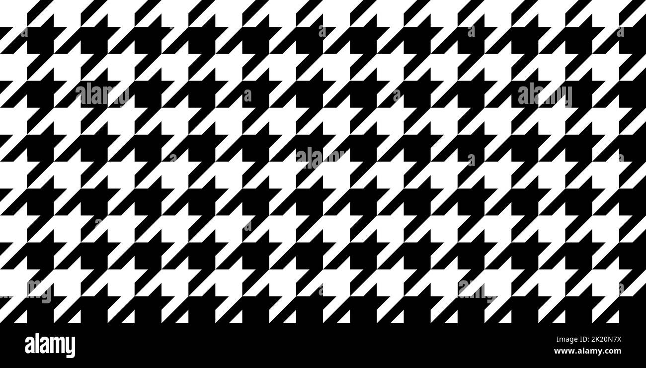 Nahtlose einfache vintage Hahnentrittmuster. Kachelbare schwarze und weiße Gingham-Hound-Zahn Hintergrundstruktur. Trendige klassische geometrische Mode Stockfoto
