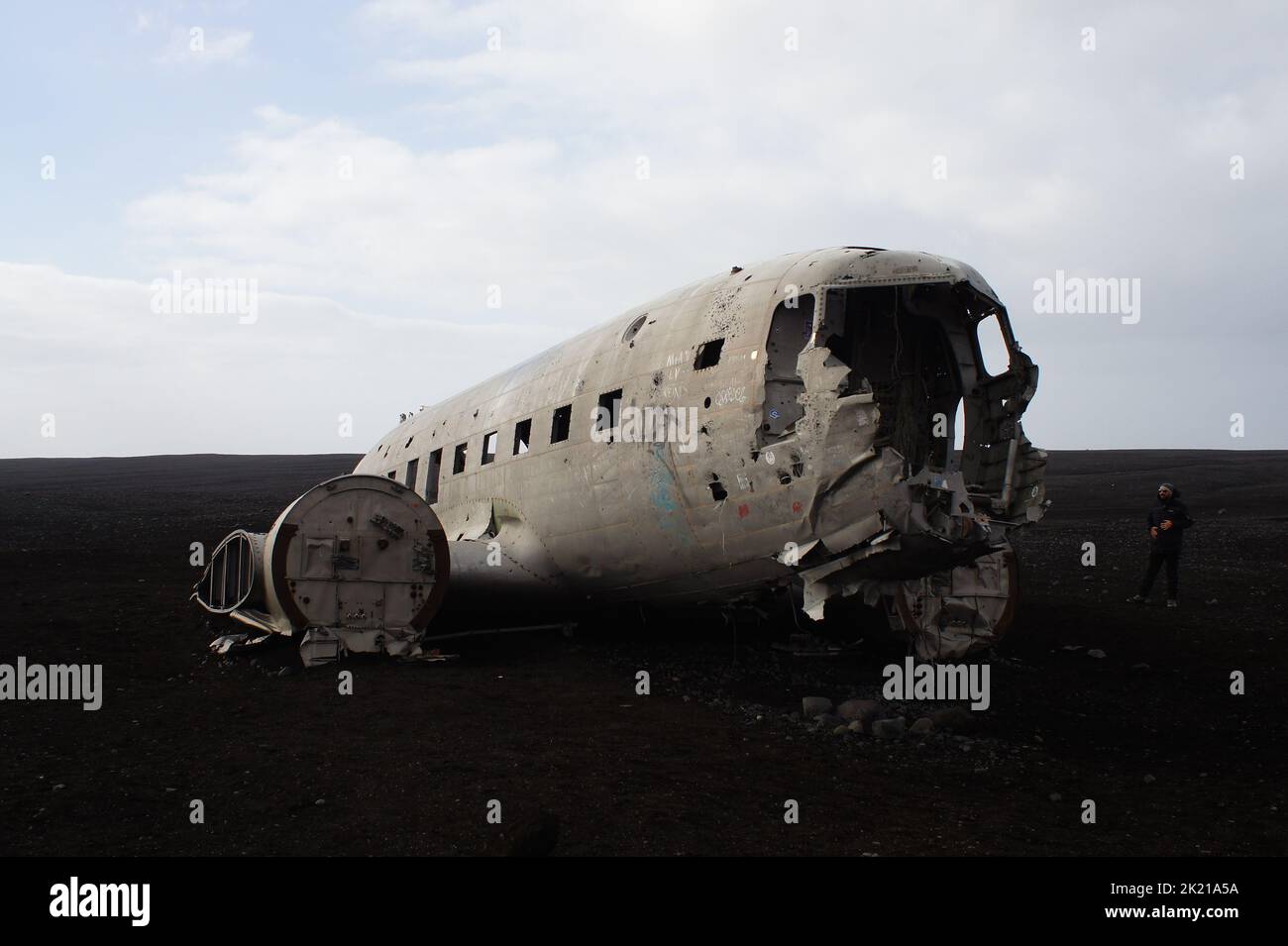 Nahaufnahme des Flugzeugabwracks Solheimasandur, Island Stockfoto