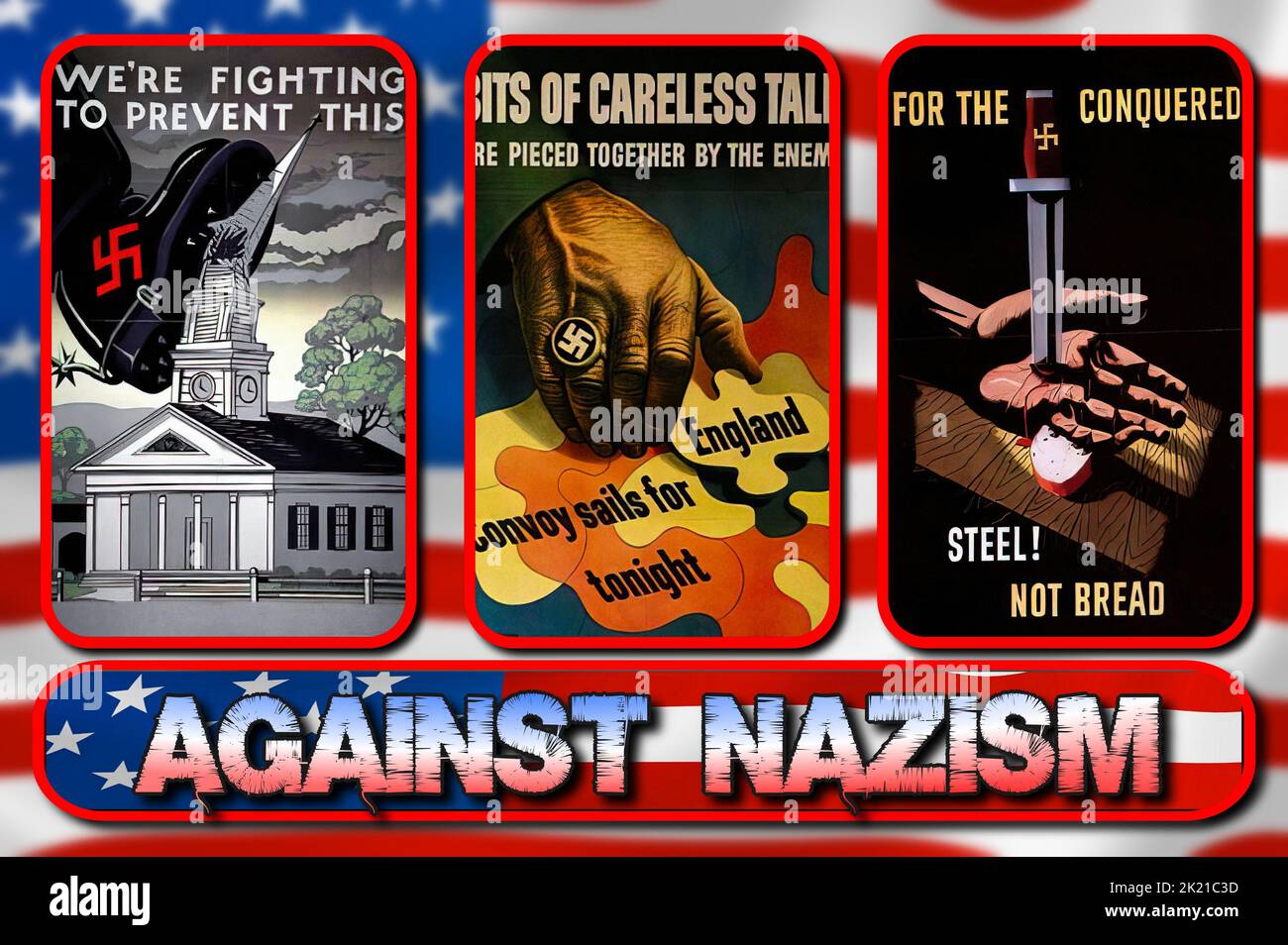 Anti-Nazi-Plakate, die während des Zweiten Weltkriegs gedruckt wurden Stockfoto