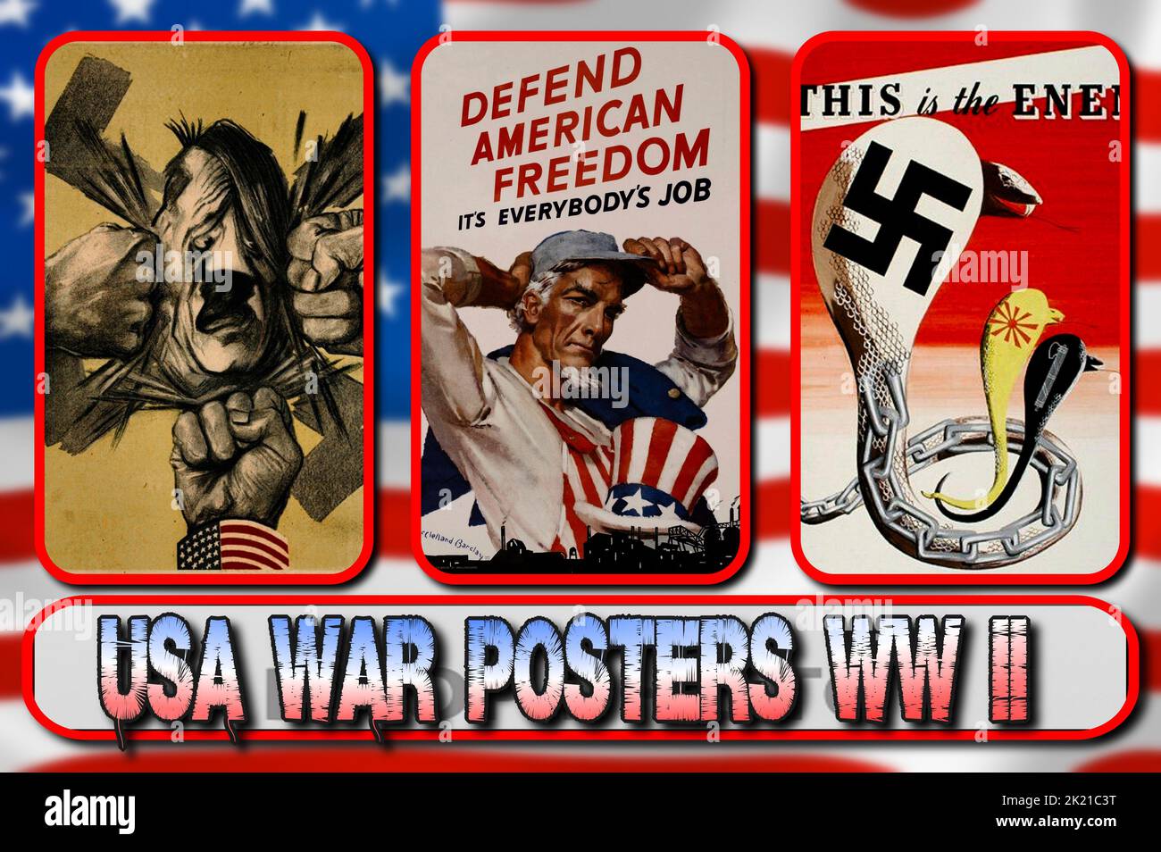 Anti-Nazi-Plakate, die während des Zweiten Weltkriegs gedruckt wurden Stockfoto