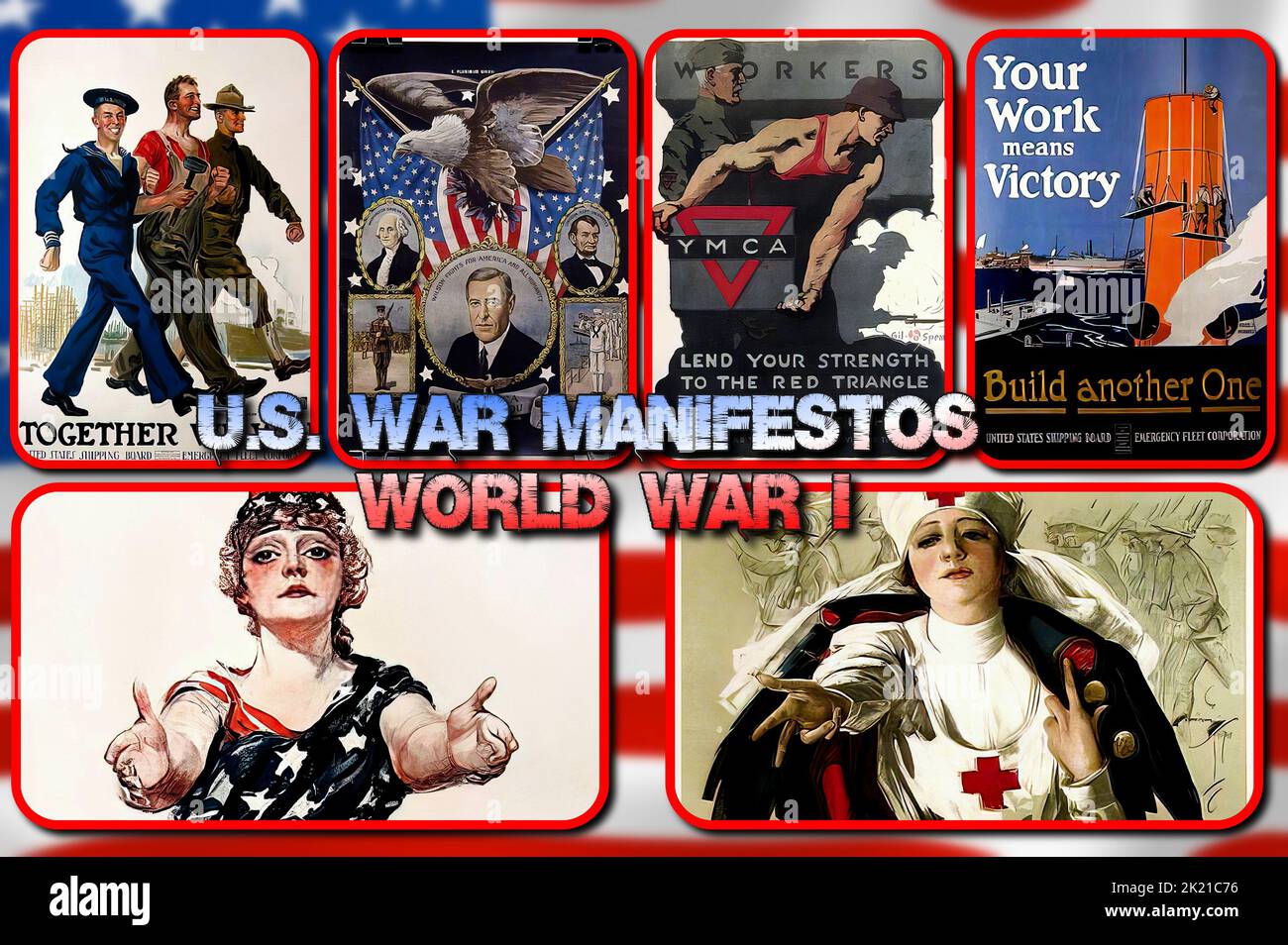 US-Plakate, die während des Ersten Weltkriegs gedruckt wurden Stockfoto