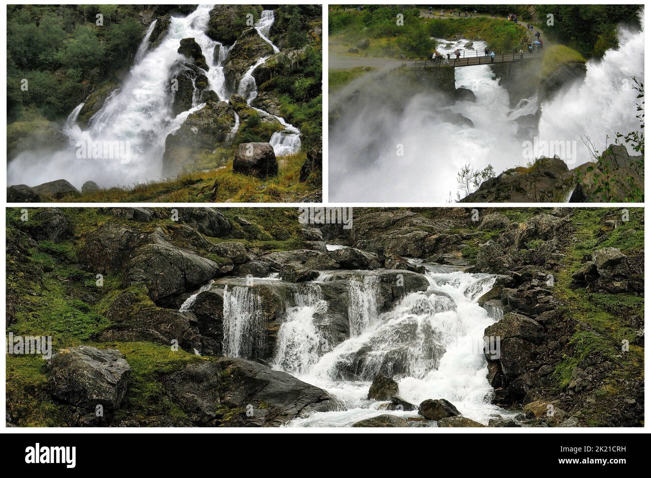 Norwegische Landschaften - einige schöne und malerische norwegische Wasserfälle Stockfoto