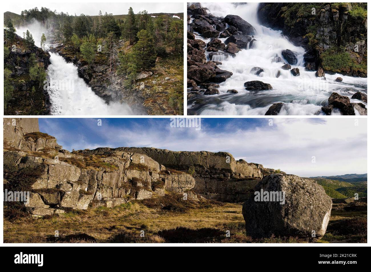 Norwegische Landschaften - einige schöne und malerische norwegische Wasserfälle Stockfoto