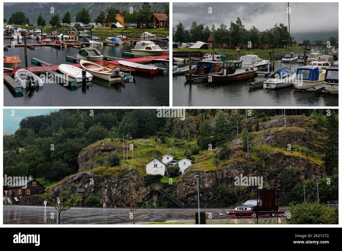 Norwegische Landschaften - die charakteristischen norwegischen Häuser Stockfoto