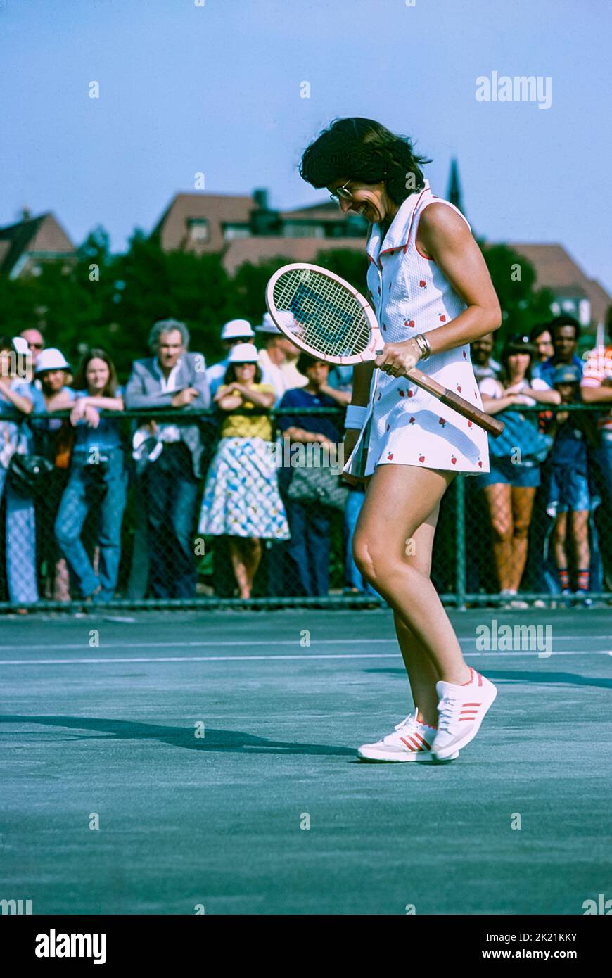 Billy Jean King bei den US Open Tennis 1977 Stockfoto