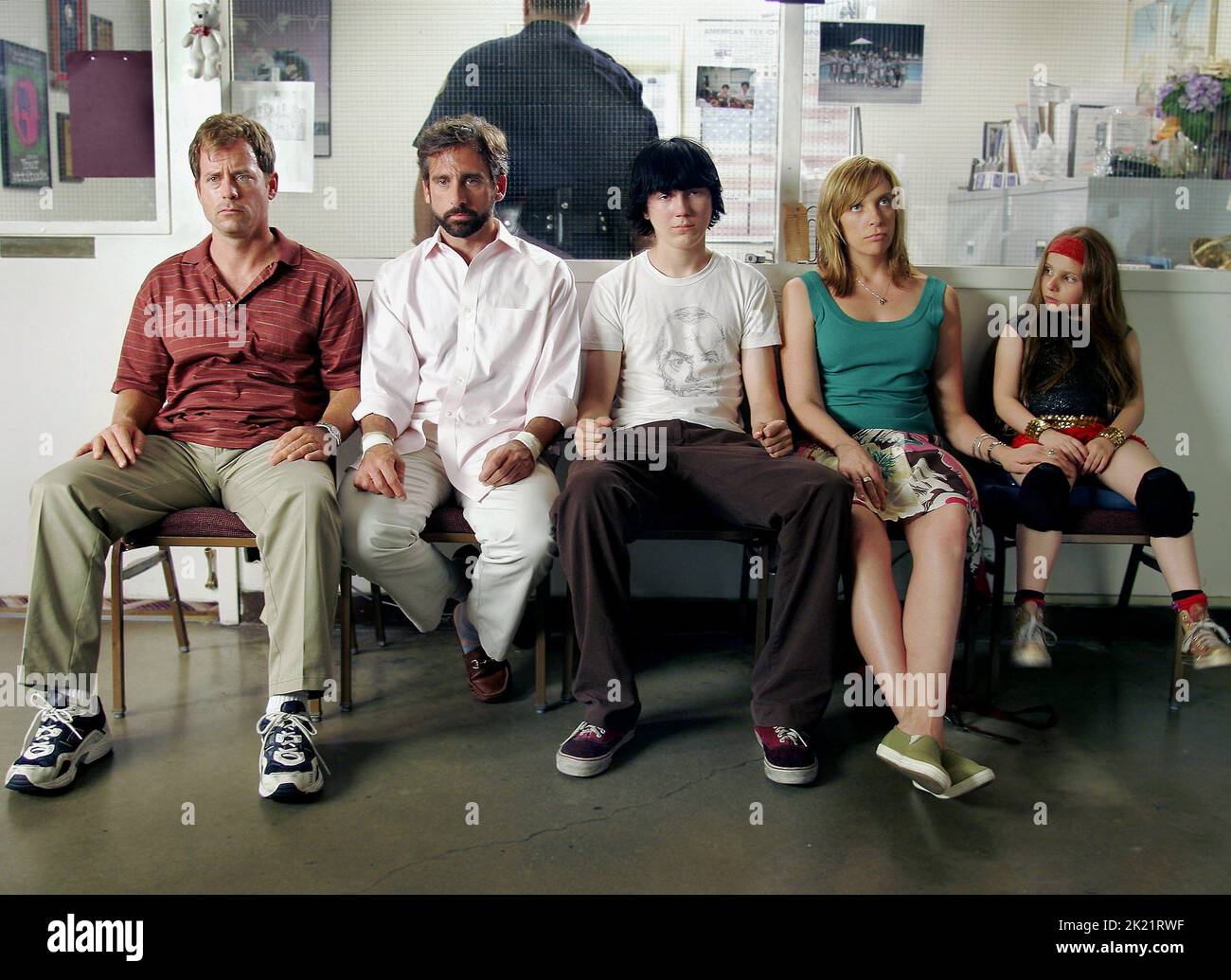 GREG KINNEAR, STEVE CARELL, Toni Collette, Paul Dano, ABIGAIL BRESLIN, Little Miss Sunshine, 2006 Stockfoto