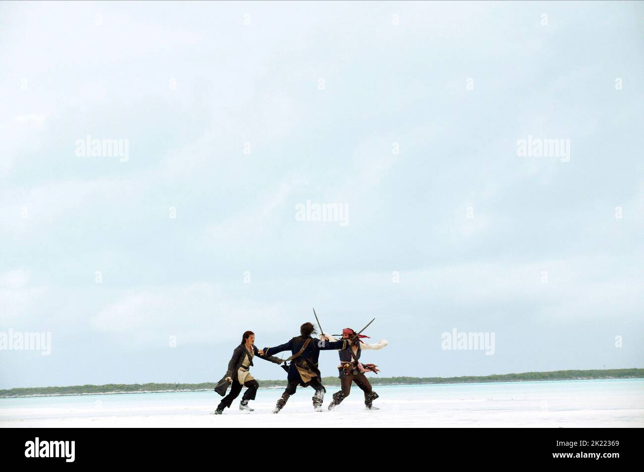 ORLANDO BLOOM, Jack Davenport, Johnny Depp, PIRATEN DER KARIBISCHEN MEERE: Dead Man's Chest, 2006 Stockfoto