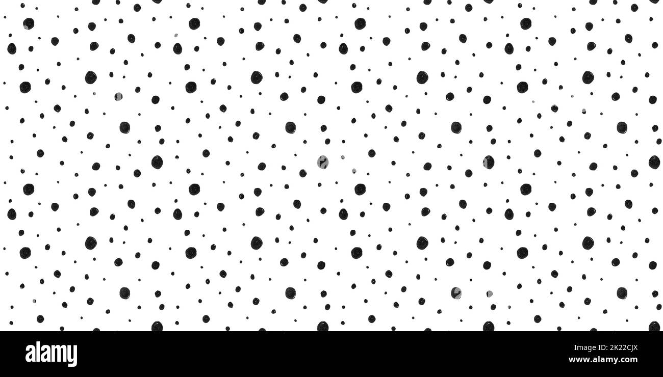 Nahtloses, handgezeichnetes Polka-Dot-Muster. Kachelbar Hipster Stift und Tinte feine Linie Freihand Doodle Polkadots Hintergrundtextur für Tapete, Verpackung oder Stockfoto