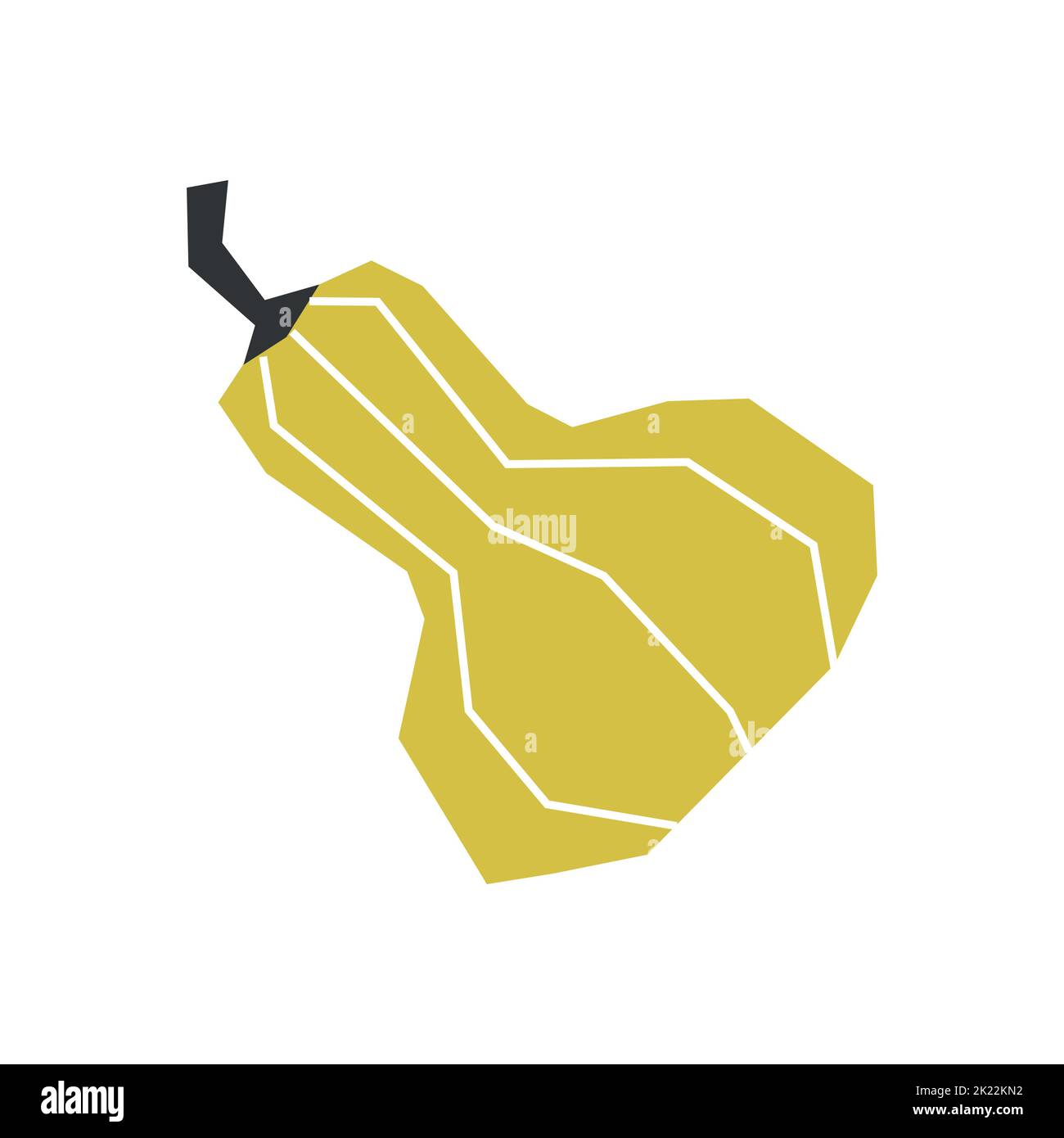 Vektor isolierte Illustration mit botanischem Element - frischer Butternut Squash. Gelb vegetarisches Symbol des Herbstes - Kürbis. Dekorativ minimalistisch ha Stock Vektor