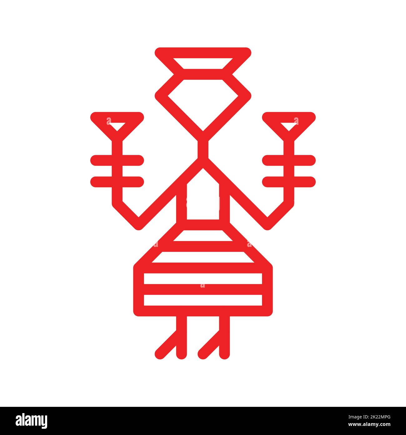 Vektor ornamentalen Konzept für Stickerei. Rotes Symbol der finnischen Frau. Umreißen Sie die Ikone der karelischen Mädchenverkleidung in traditioneller Nationaltracht. Dekoration Stock Vektor