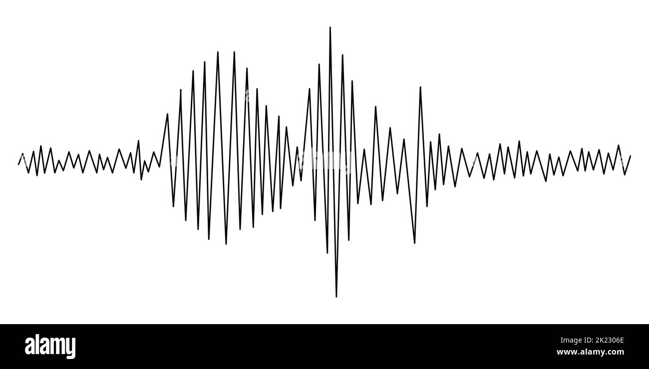 Erdbeben Seismogramm oder Musik Stimme Lautstärke Welle Vektor Illustration. Stock Vektor