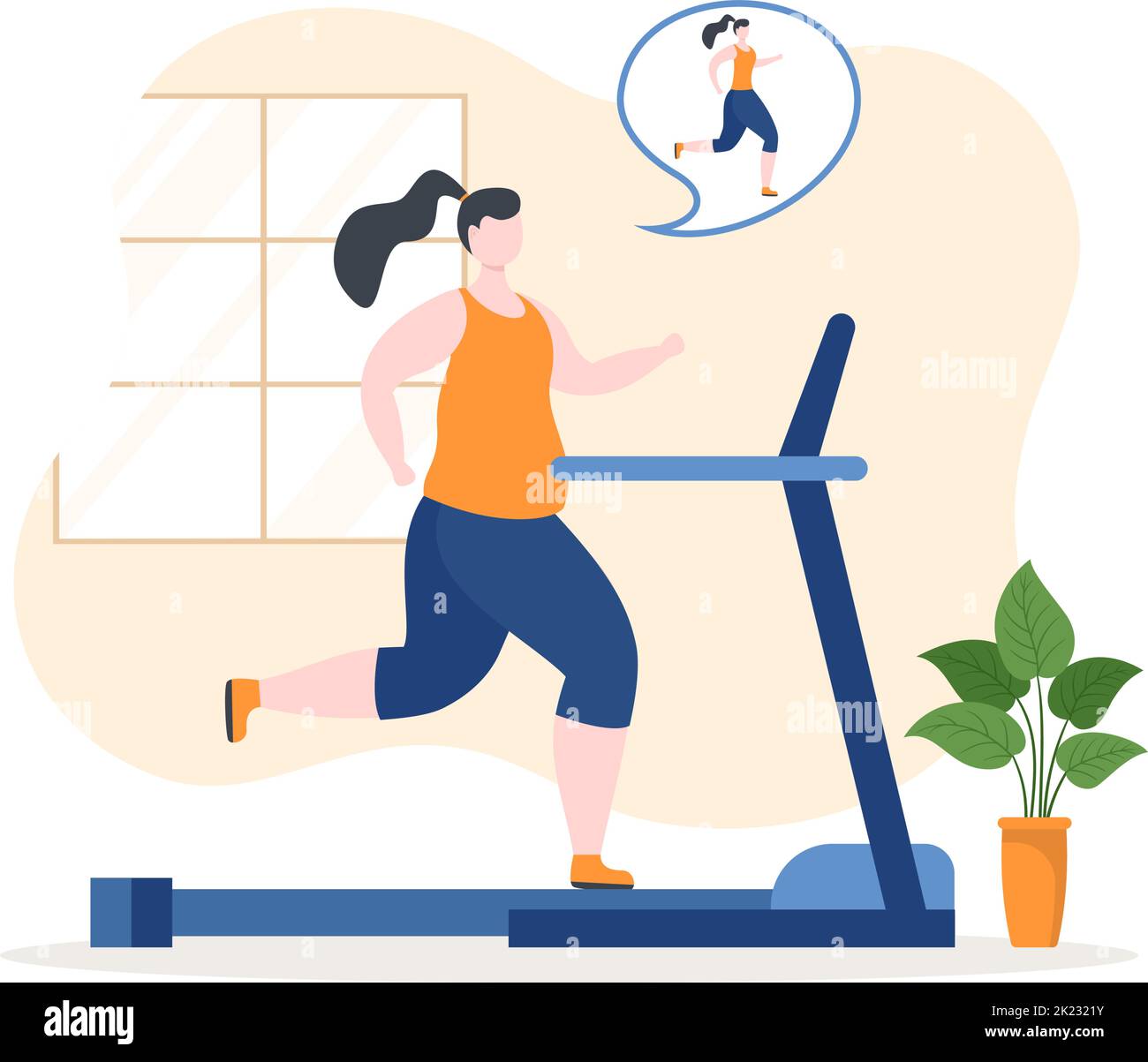 Weight Loss Template Hand Drawn Cartoon Flat Illustration von Menschen Übergewicht tun Übung, Training und Planung der Ernährung für einen schlanken Körper Stock Vektor