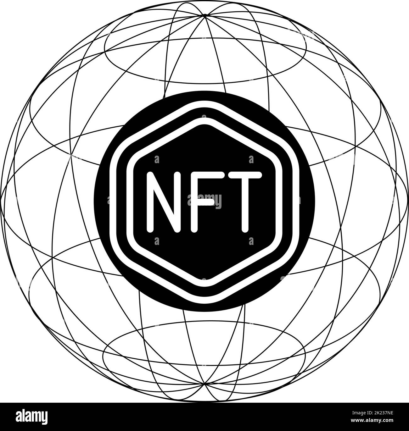 NFT Icon, NFTs Collection, Blockchain, Kryptowährung, Innovation, Münze . NFT-Vektorgrafik. Stock Vektor