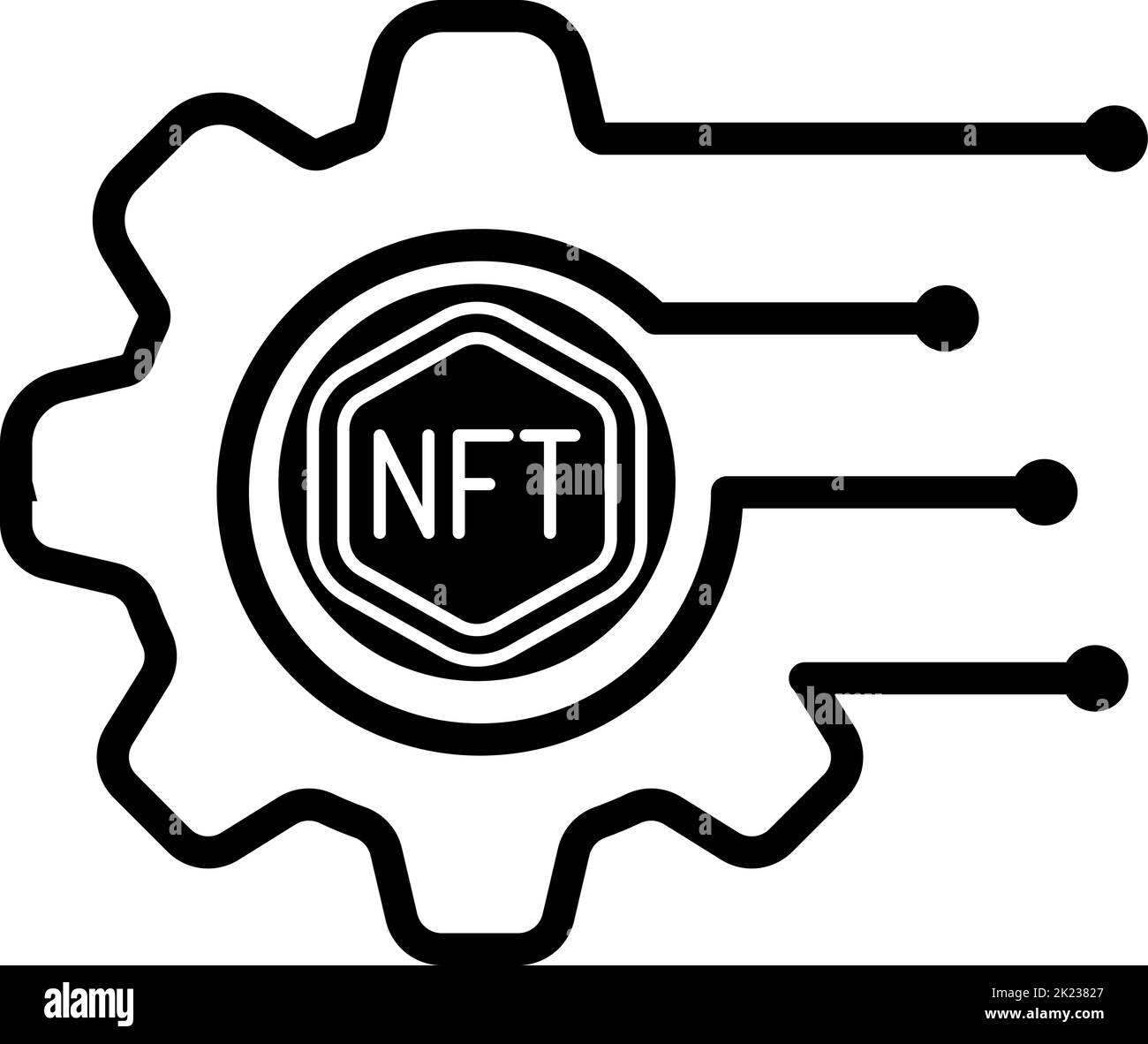 NFT Icon, NFTs Collection, Blockchain, Kryptowährung, Innovation, Münze . NFT-Vektorgrafik. Stock Vektor