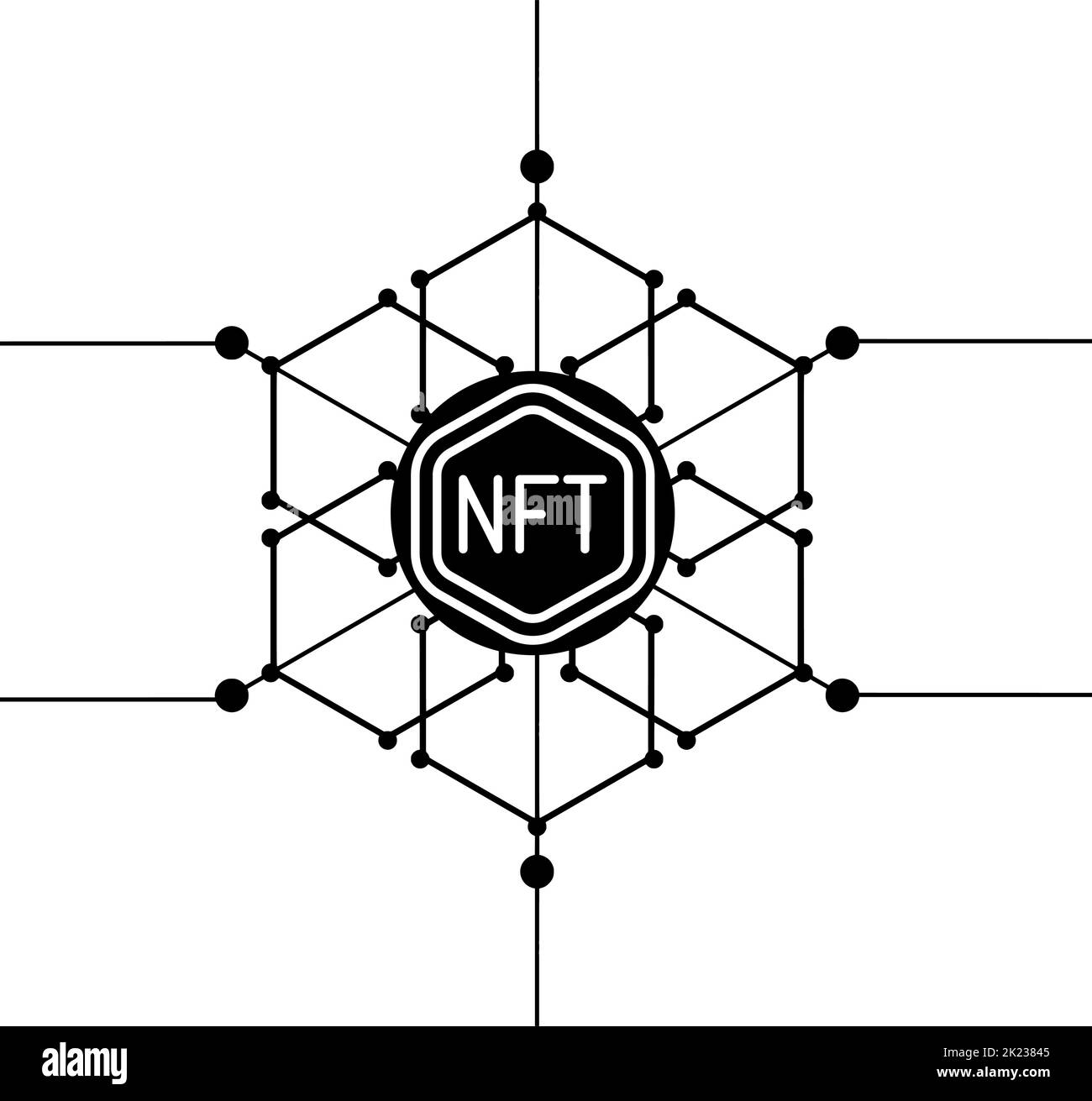 NFT Icon, NFTs Collection, Blockchain, Kryptowährung, Innovation, Münze . NFT-Vektorgrafik. Stock Vektor