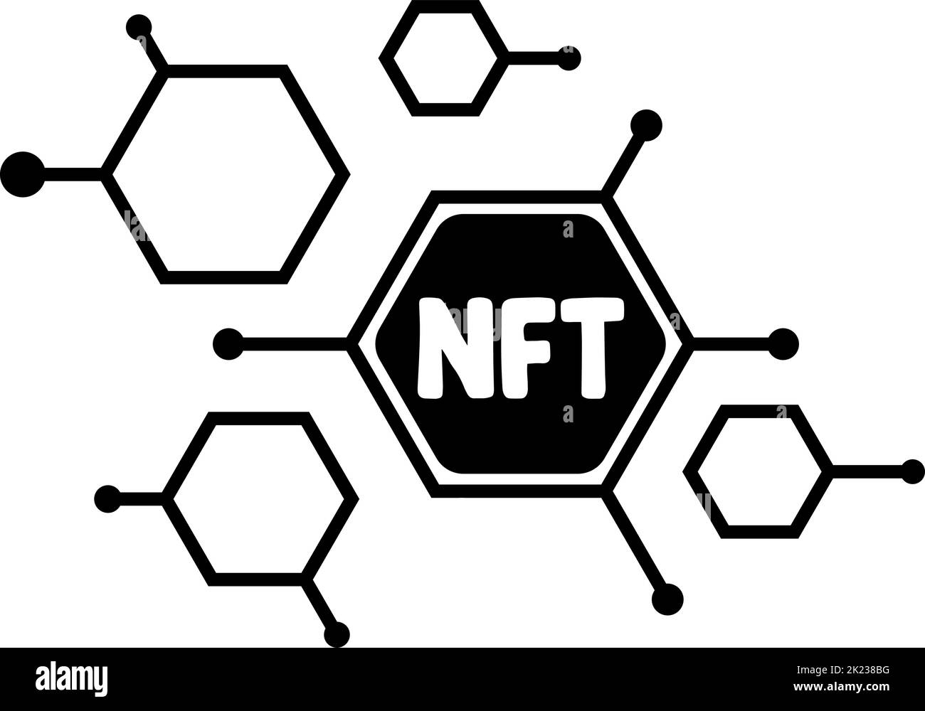 NFT Icon, NFTs Collection, Blockchain, Kryptowährung, Innovation, Münze . NFT-Vektorgrafik. Stock Vektor