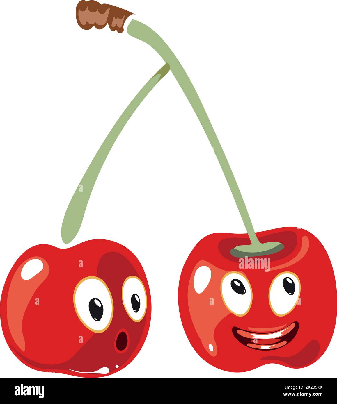 Lustige Kirschpaar Charaktere. Cartoon-Beerenmaskott Stock Vektor