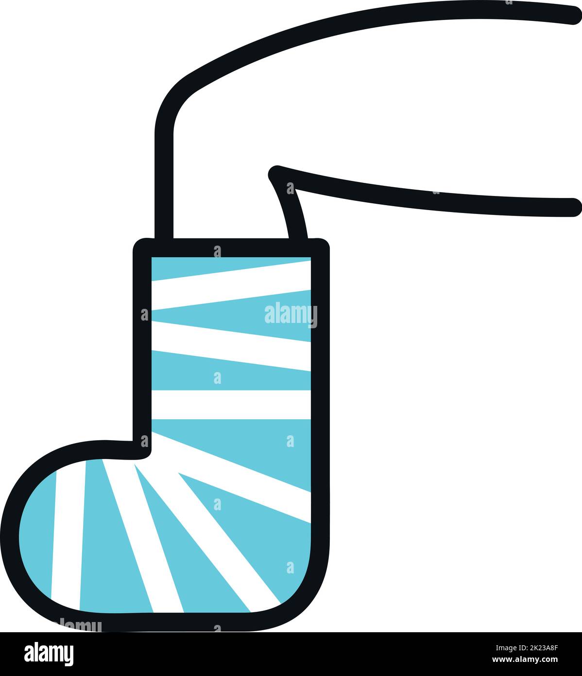 Bein in Gipsabguss. Symbol für die Behandlung gebrochener Knochen Stock Vektor