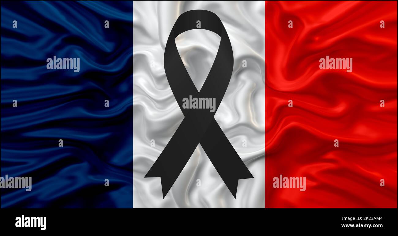 Frankreich Flagge und Trauer Stockfoto