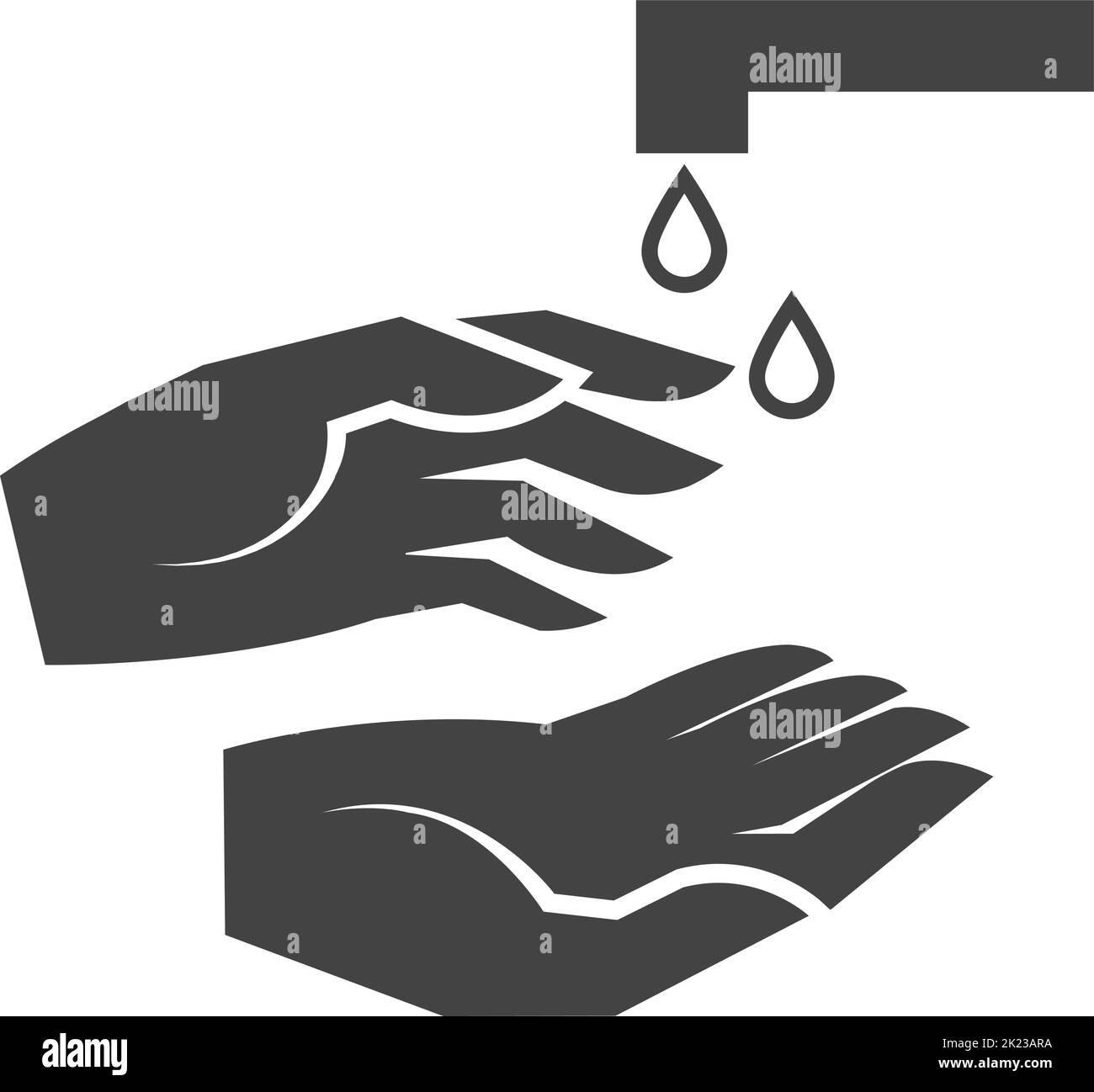 Schwarzes Symbol für Händewaschen. Symbol für Wasserhygiene Stock Vektor