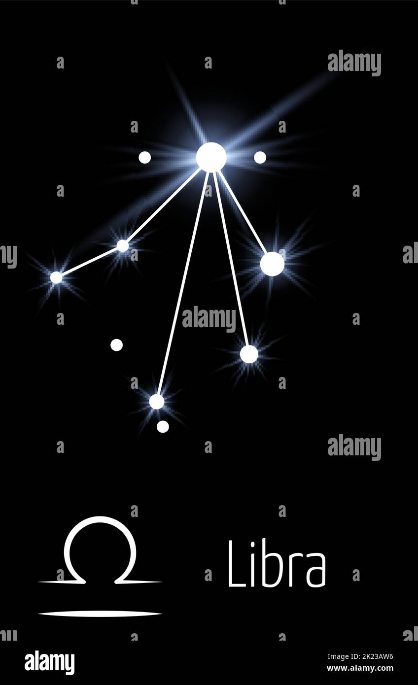 Vorlage für Sternbildkarten. Waage-Weltraumsterne Stock Vektor