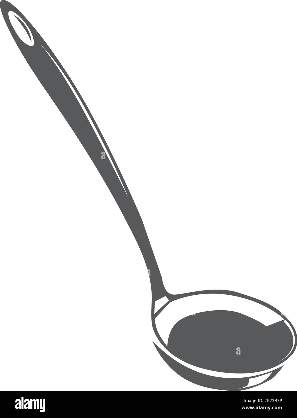 Schöpflöffel-Symbol. Schwarzes Suppenschüssel-Werkzeug Stock Vektor
