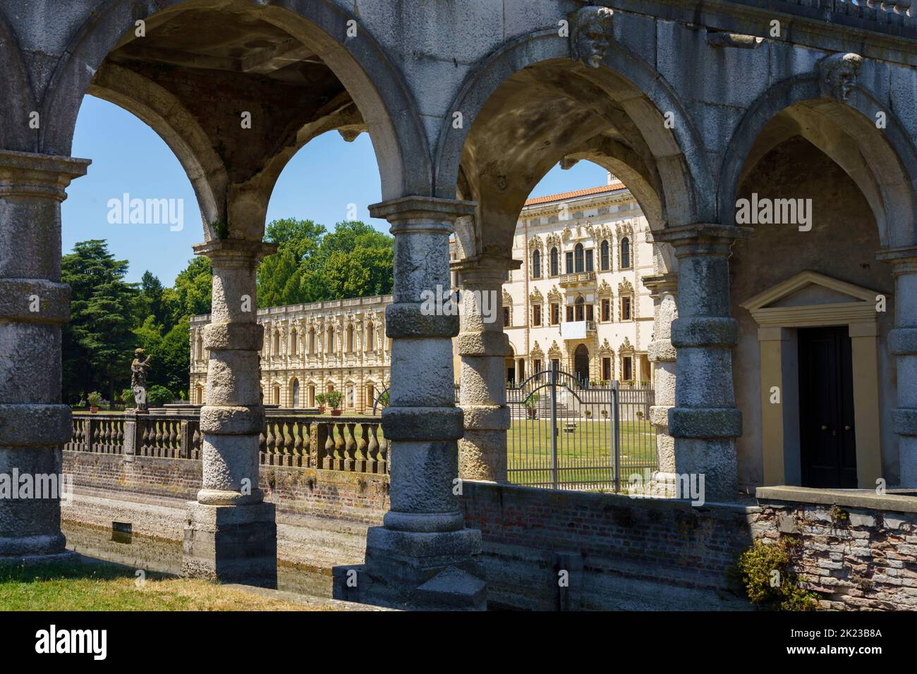 Außenansicht der historischen Villa Contarini auf der Piazzola sul Brenta, Provinz Padua, Venetien, Italien Stockfoto