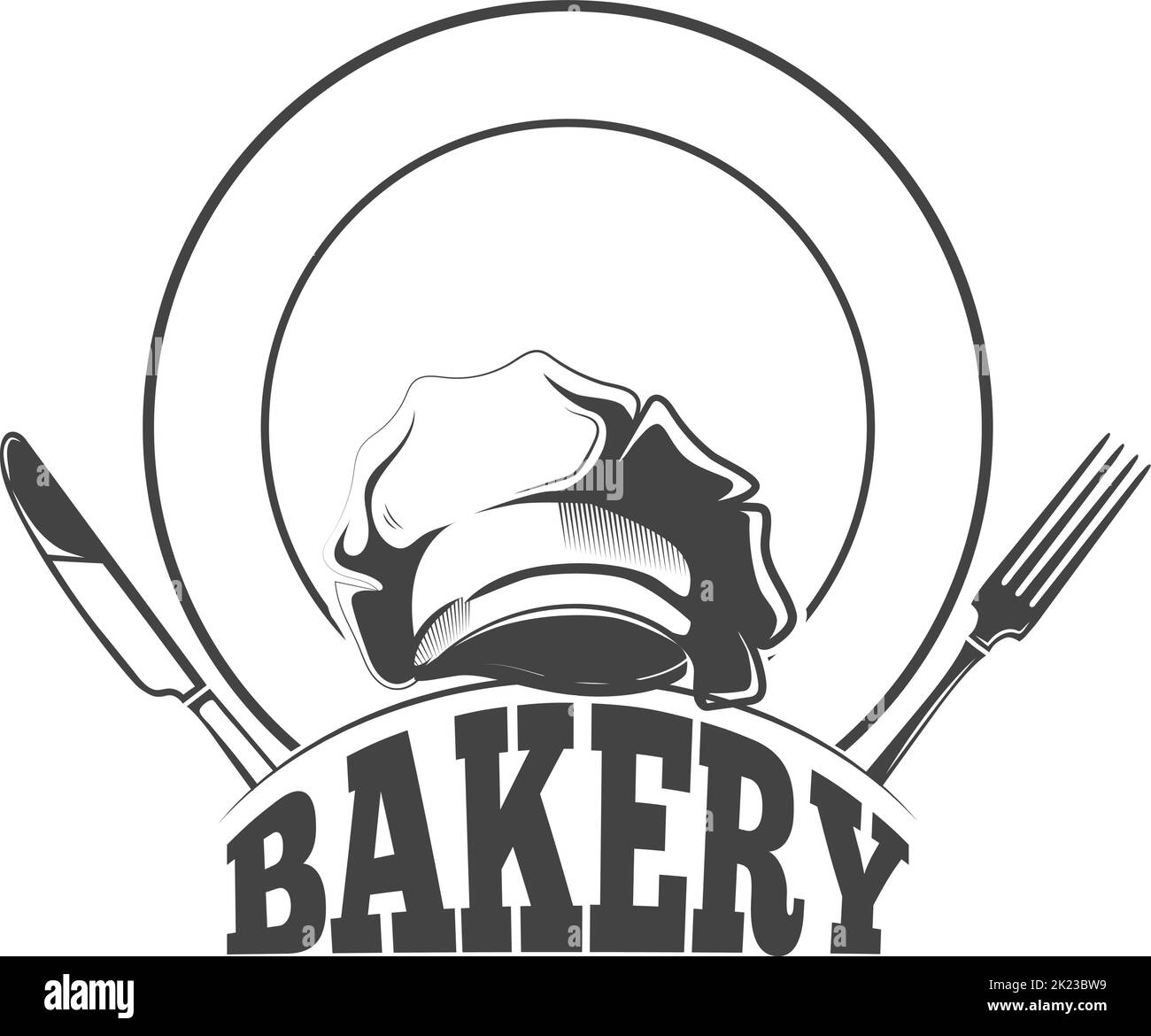 Wappen der Bäckerei. Pastry Cafe, schwarze Etikettenvorlage Stock Vektor