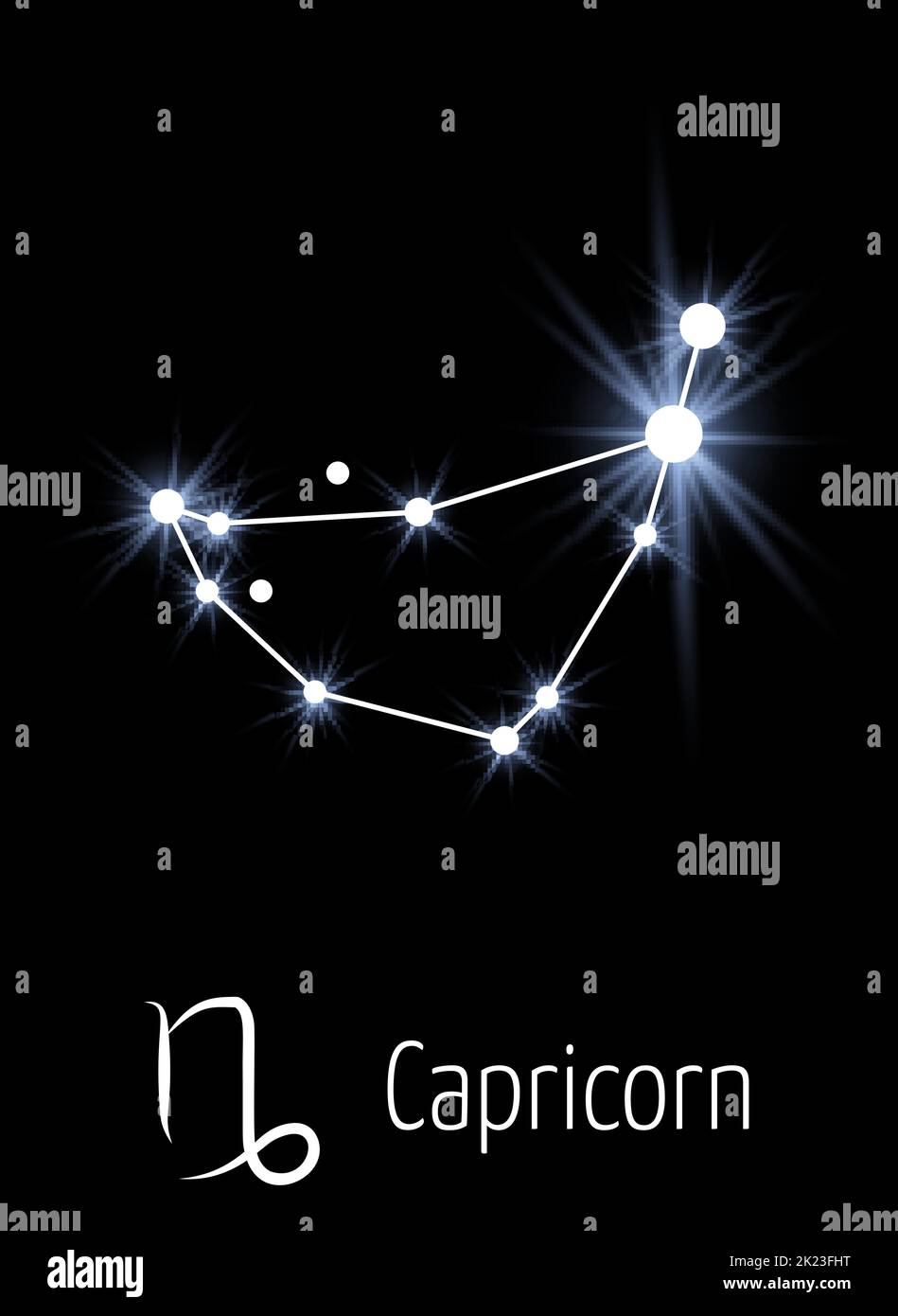 Steinbock Sterne am Nachthimmel. Vorlage für Horoskop-Karte Stock Vektor