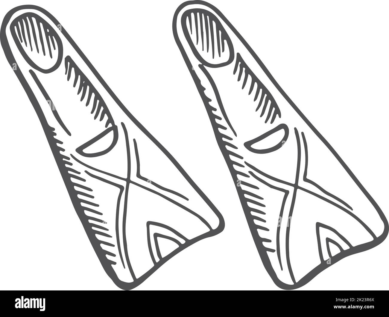 Flippers-Symbol. Handgezeichnetes Unterwasserschwimmsymbol Stock Vektor