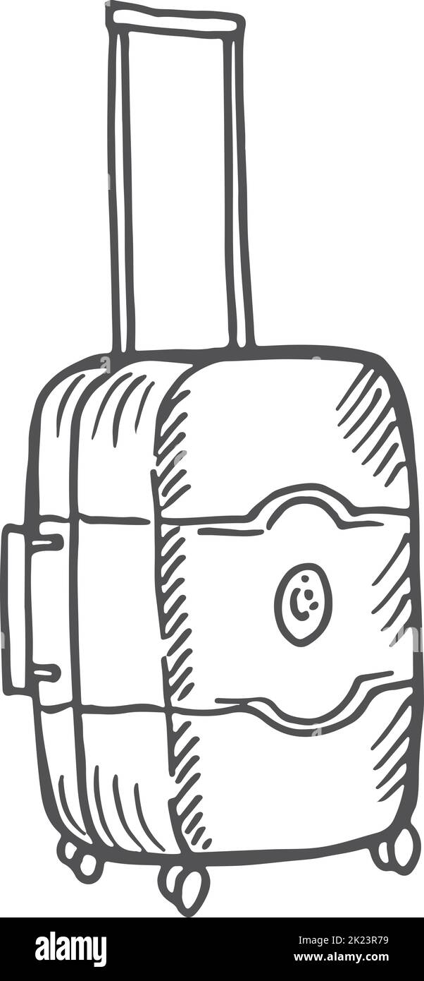 Kofferskizze. Handgezeichnete Reisetasche. Urlaubssymbol Stock Vektor