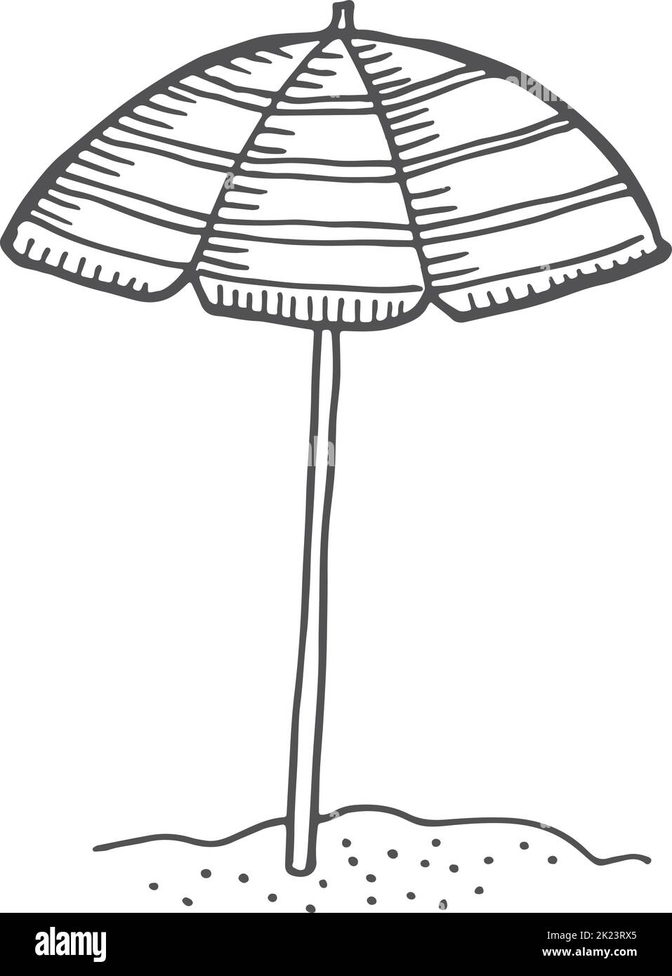 Symbol für Sonnenschirm am Strand. Handgezeichneter Sonnenschirm Stock Vektor