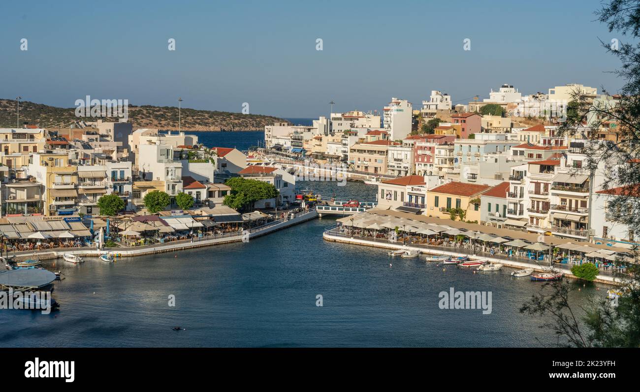 See-Überlieferung in Agios Nikolaos, Kreta, Griechenland Stockfoto