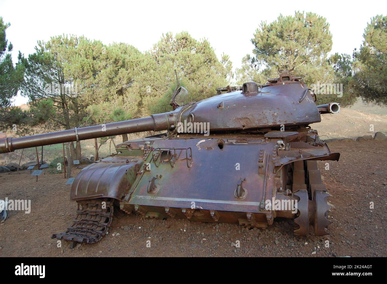 Zerstörte den syrischen Panzer T62 im Tal der Tränen in Israel aus dem Jom-Kippur-Krieg Stockfoto