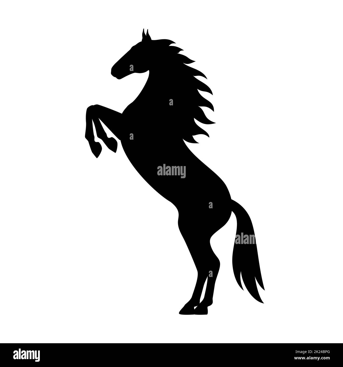 Silhouette eines springenden Pferdes. Vektor-Illustration schwarze Silhouette auf Hinterbeinen Pferd isoliert auf weiß stehen. Logo-Symbol Seitenansicht, Profil. Stock Vektor