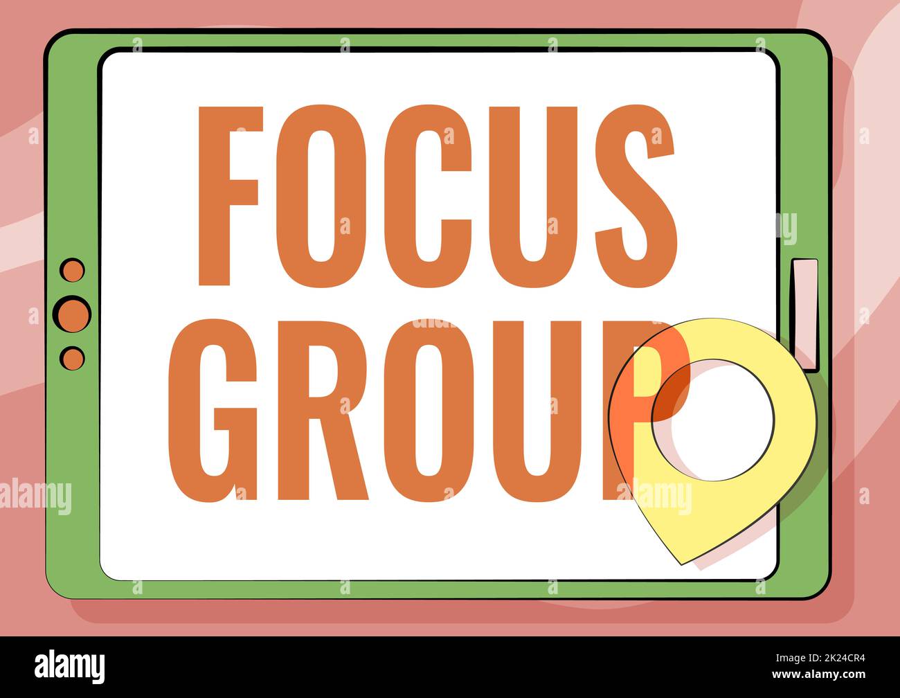 Textschild mit Fokusgruppe, Geschäftskonzept bestehen aus sorgfältig ausgewählten Teilnehmern, die Feedback geben, Computer Tablet Drawing mit Clear Touch Stockfoto