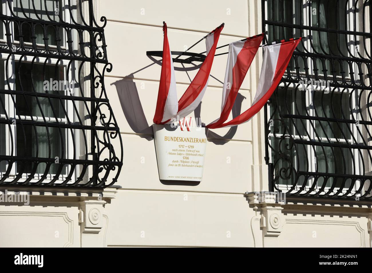 Bundeskanzleramt in Wien, Amtssitz des österreichischen Bundeskanzlers - Bundeskanzleramt in Wien, Amtssitz des Österreichischen Bundeskanzlers Stockfoto